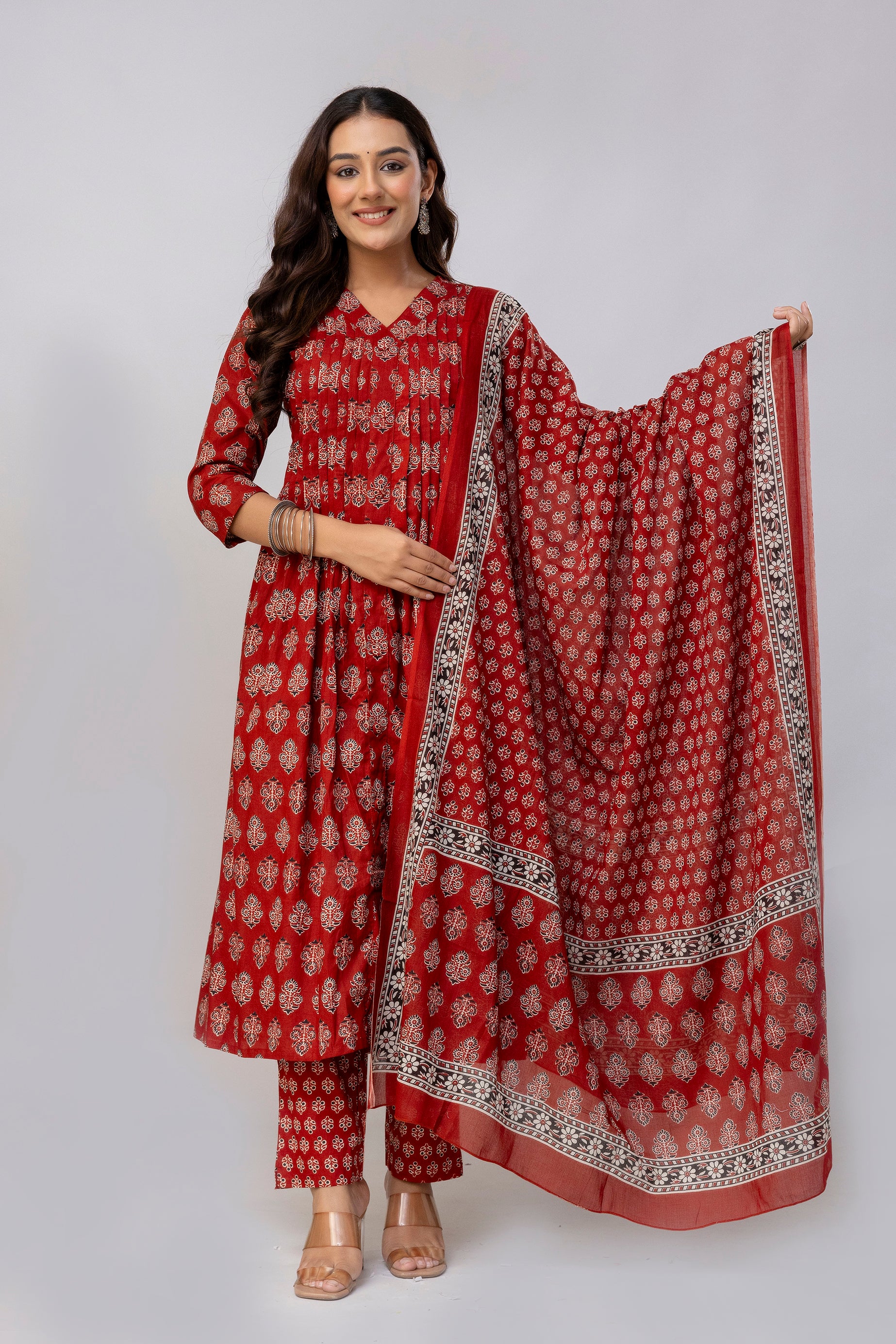 Red Kurti Set