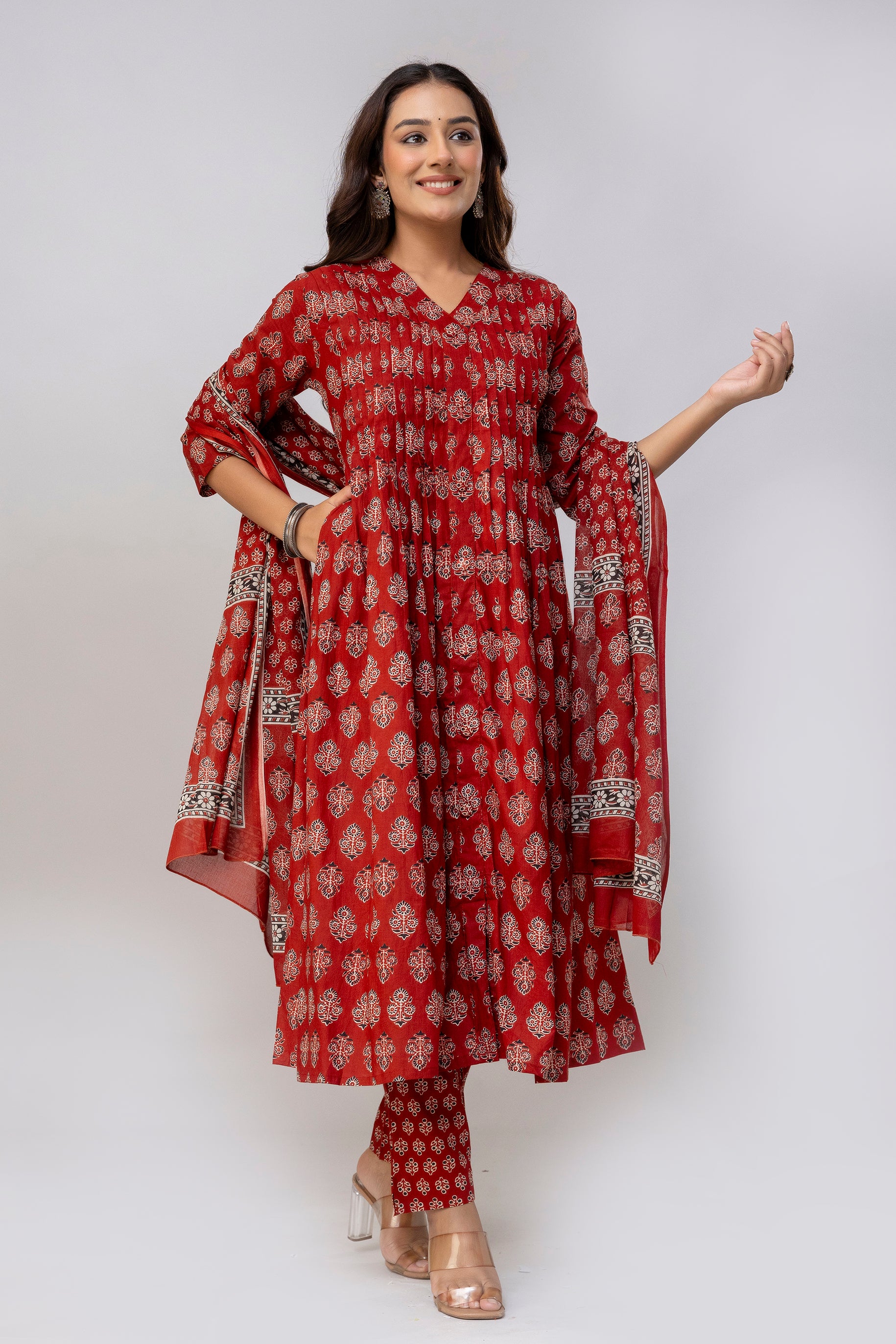 Red Kurti Set