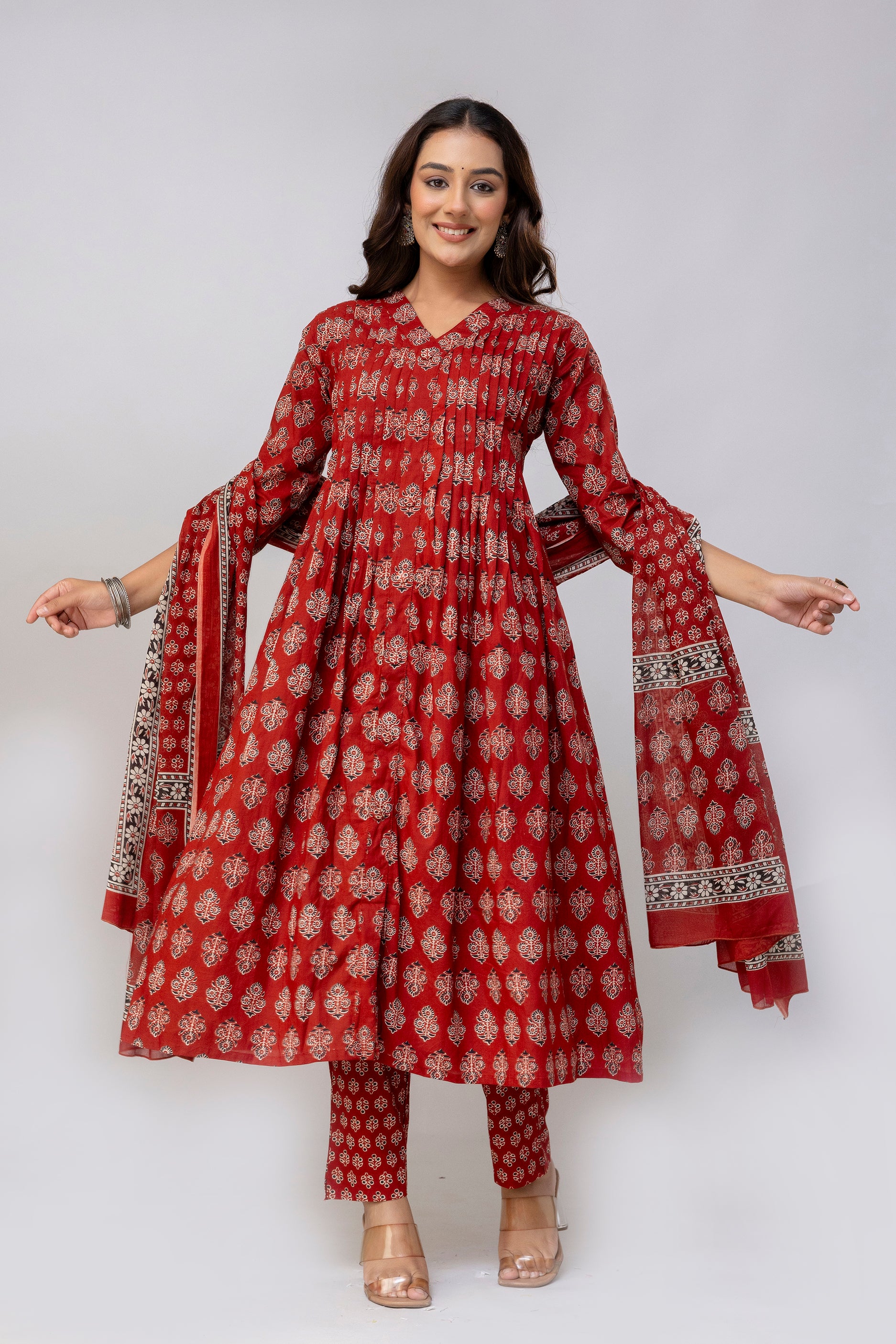 Red Kurti Set