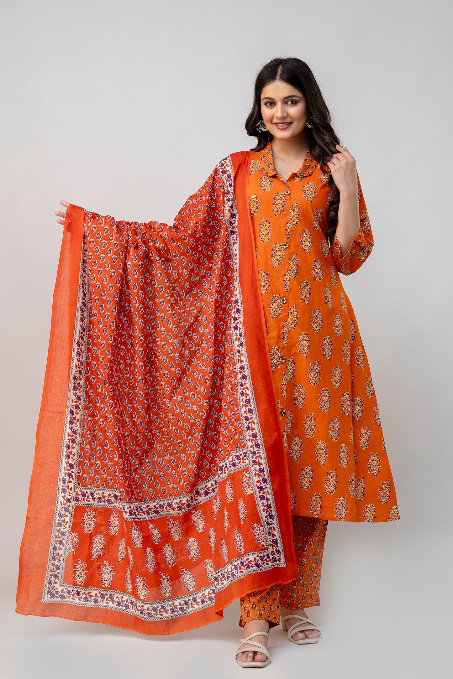 Orange Kurti Set