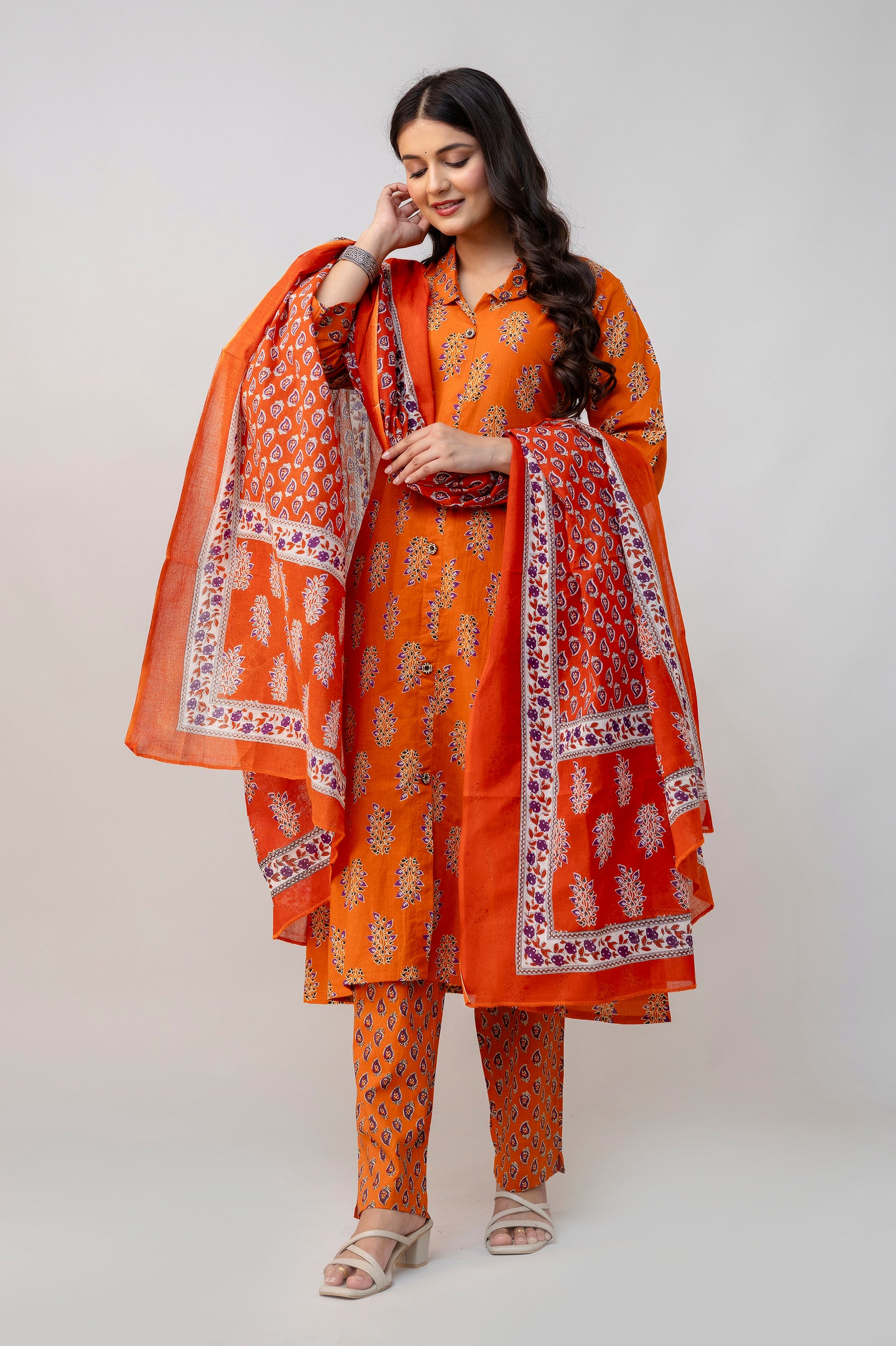 Orange Kurti Set