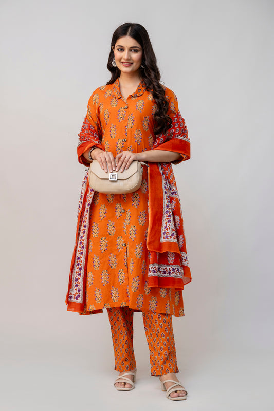 Orange Kurti Set