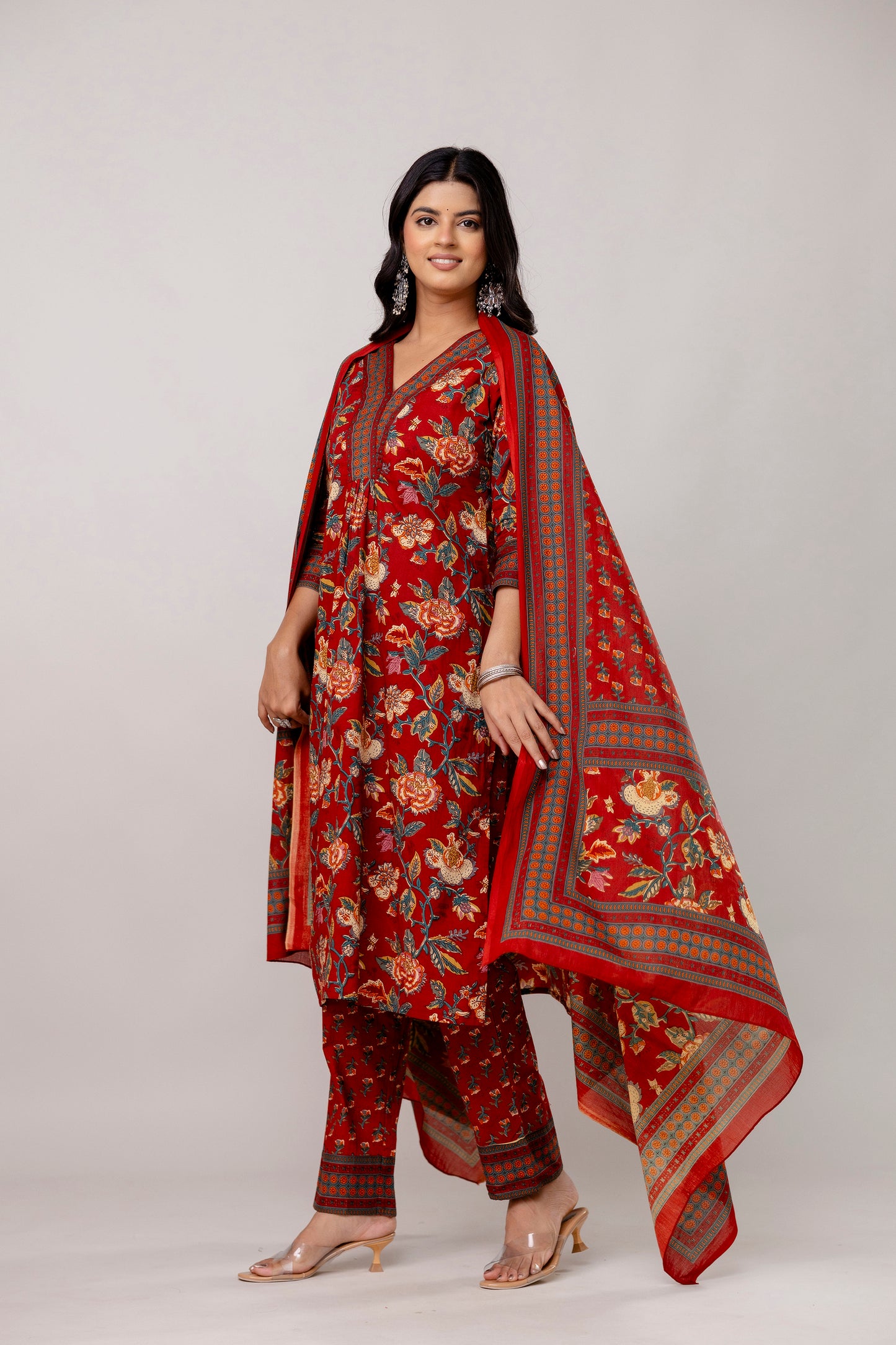 Red Kurti Set with Dupatta