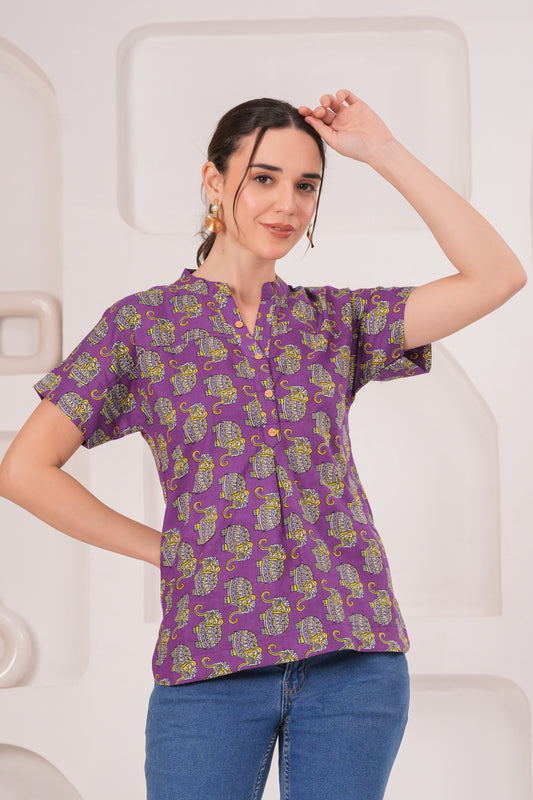Women cotton printed kurti top