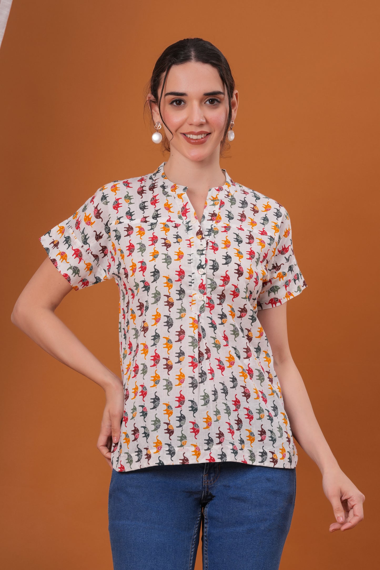 Elephant print cotton kurti