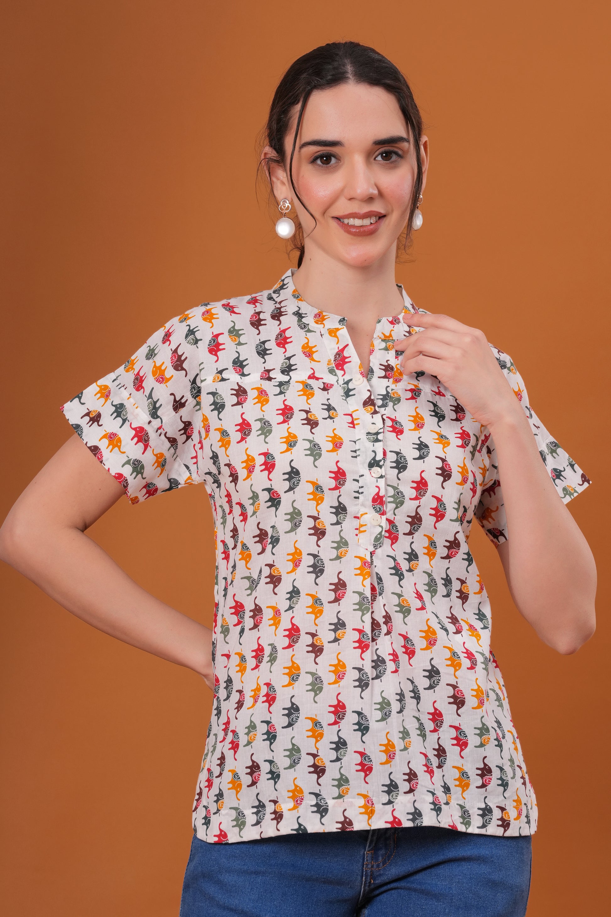 Elephant print cotton kurti