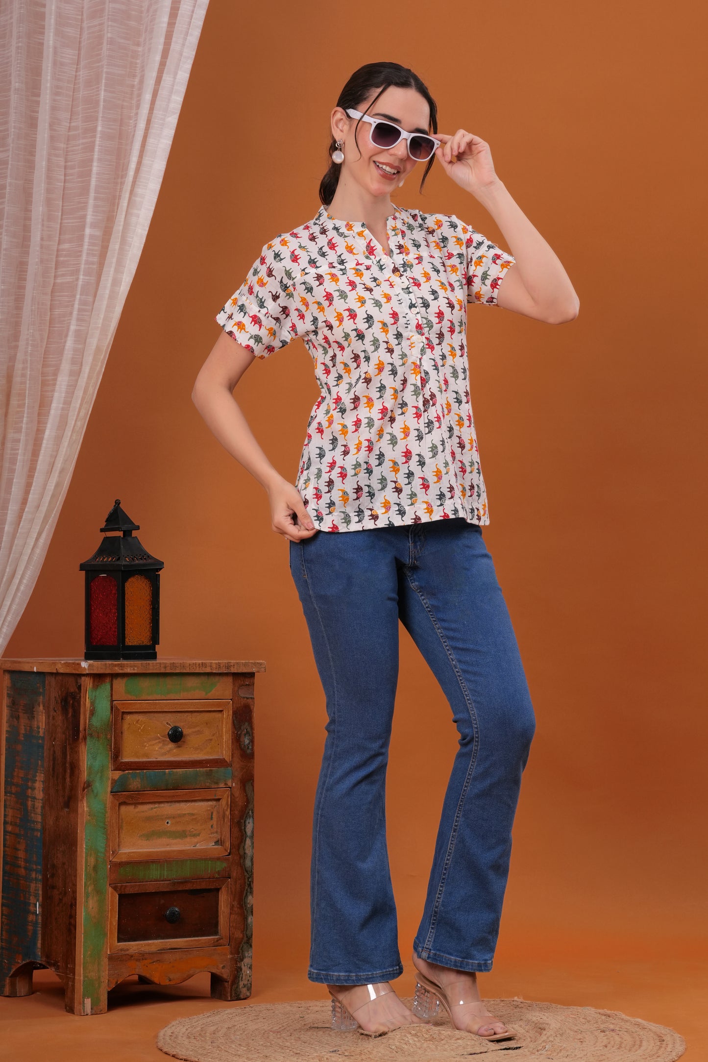 Elephant print cotton kurti