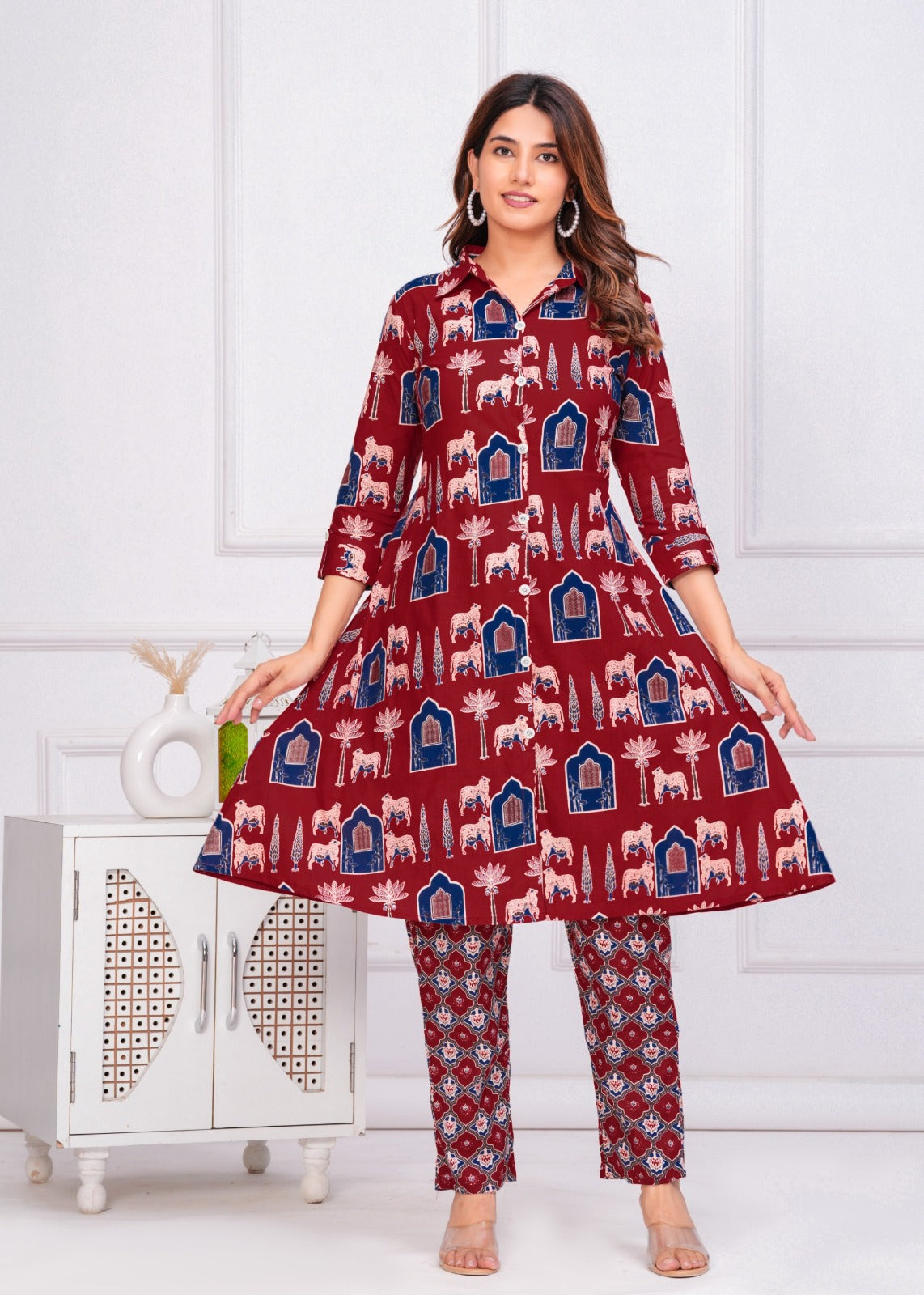  Printed Cotton Kurti Set for Women