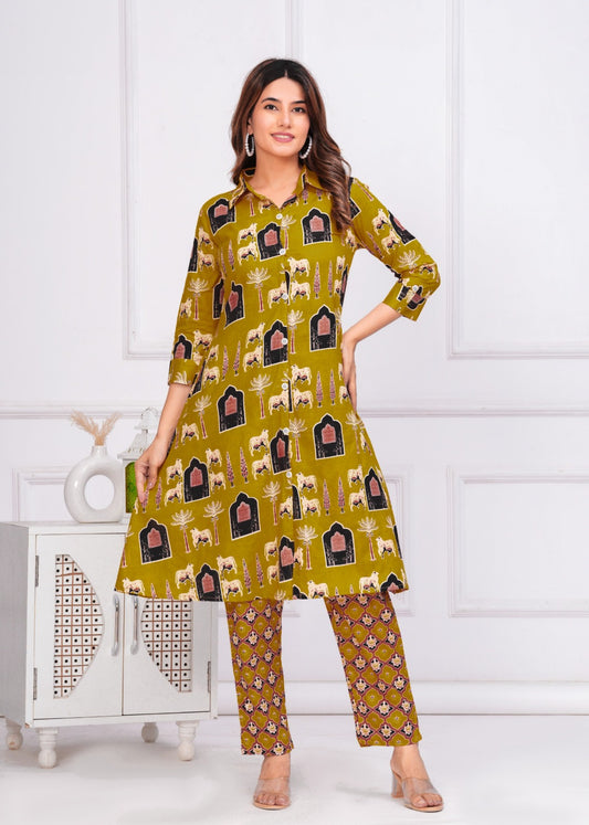 Green Kurti Set for Women