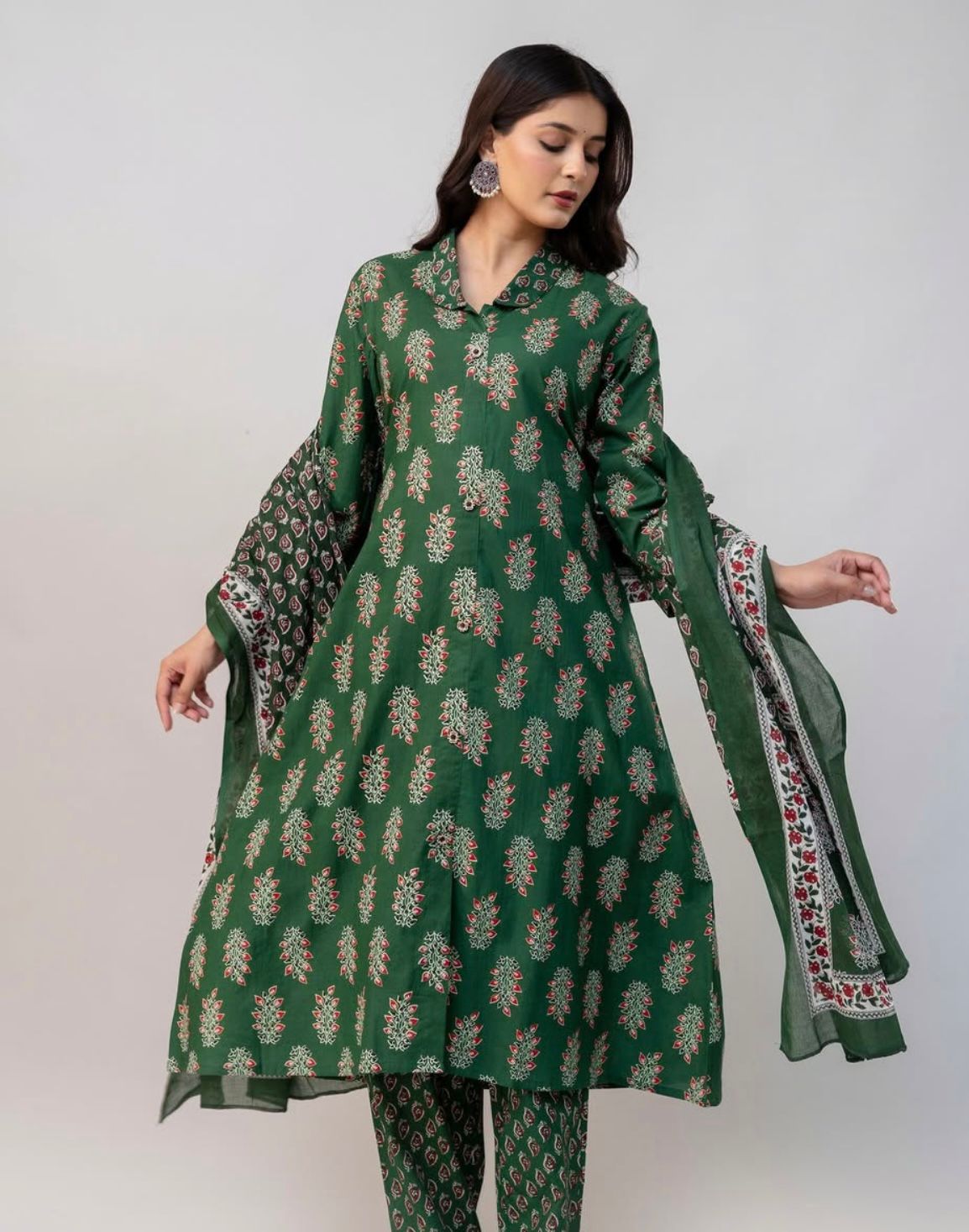 Cotton Green Kurti set