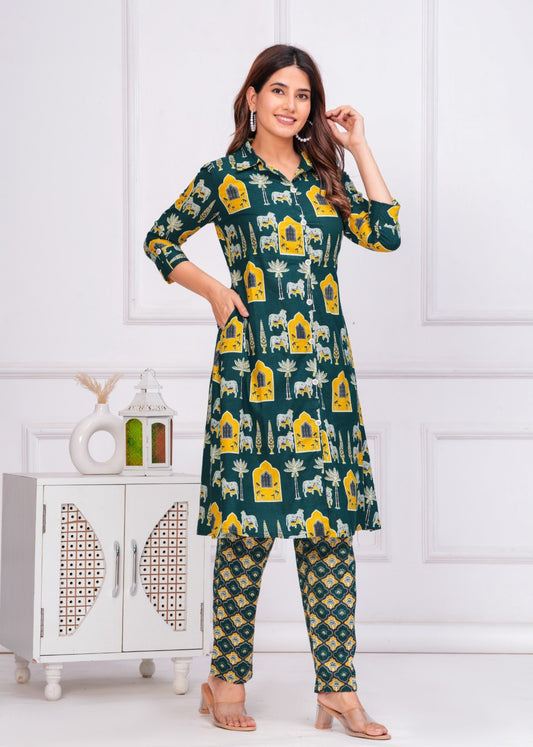 Green Kurti Set 