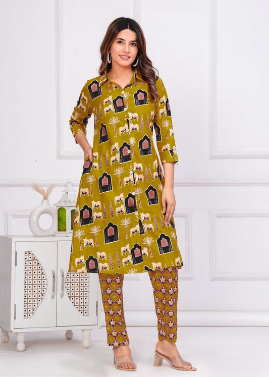 Green Kurti Set for Women